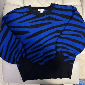 Nine West Black and Blue Patterned Sweater
